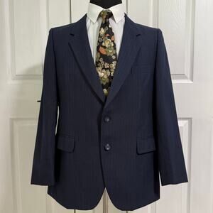 Yves Saint Laurent Men's Blue Navy Pinstriped Sportscoat Blazer Size 42R